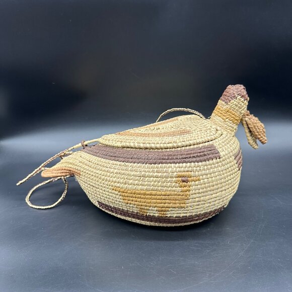Vintage Duck Purse Woven Pine Needle Hanging Basket Krill Shoulder Bag Kitsch - Picture 4 of 10